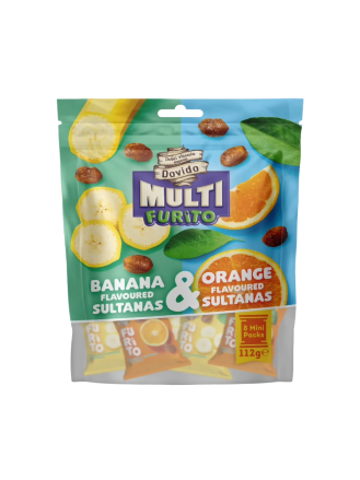 MULTI FURITO BANANA & ORANGE FLAVOURED SULTANAS 8x14=112g